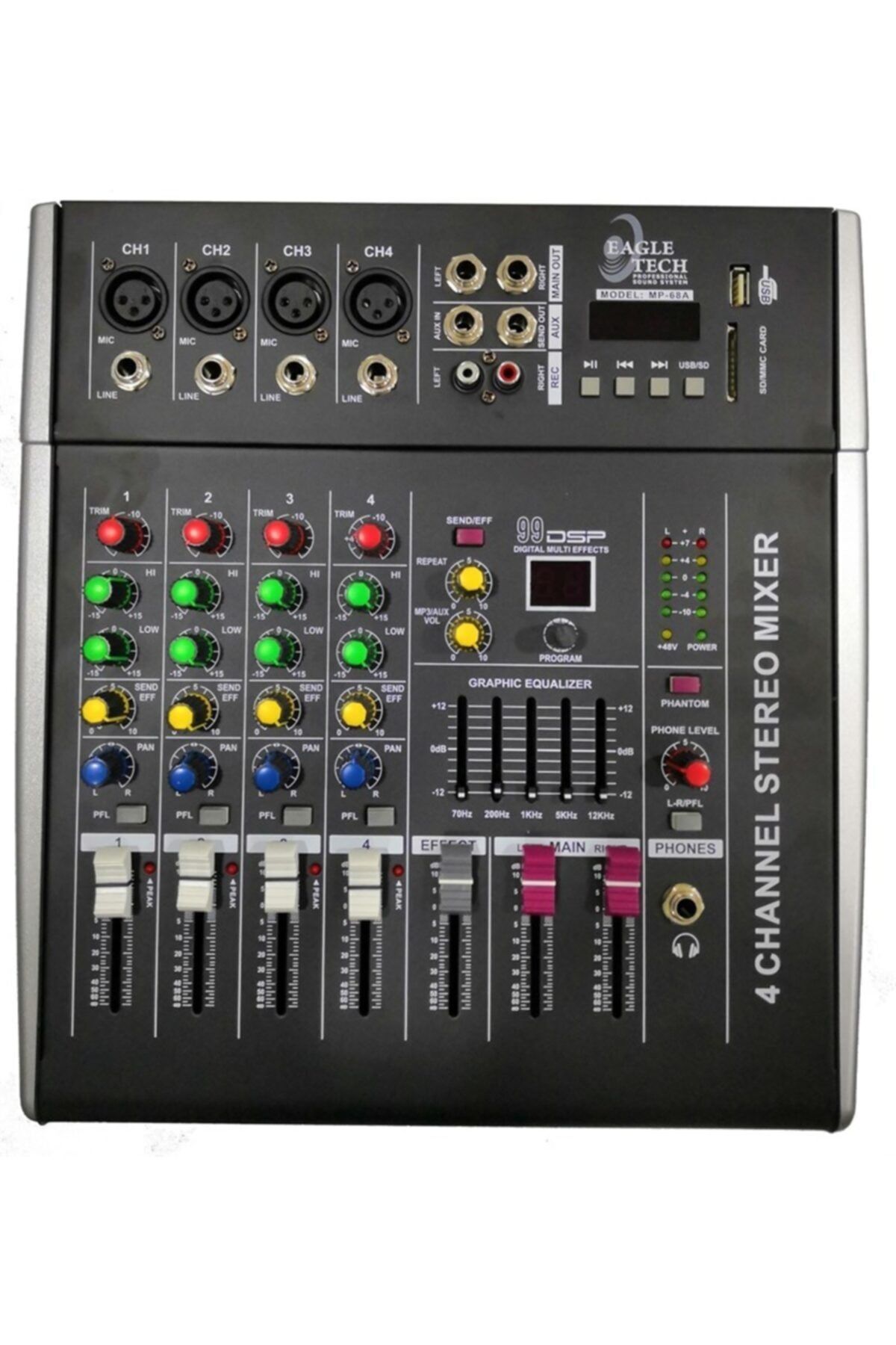 Mp-68a 2x250 Watt 4 Kanal Power Mikser