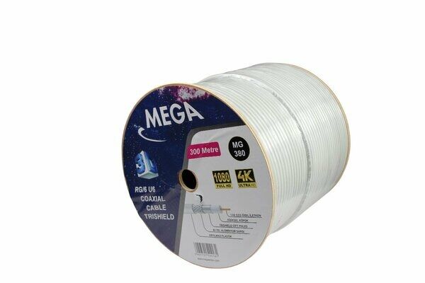 RG6 U6 80 Tel 300 Metre Beyaz Çanak Anten Kablosu Trishield