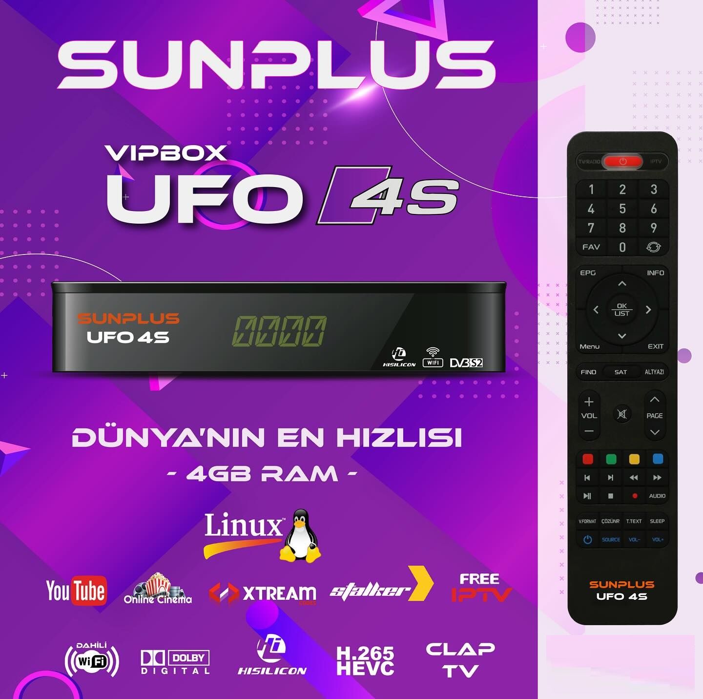 Sunplus Vipbox Ufo 4s Linux Hd Uydu Cihazı