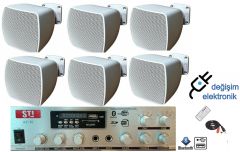 Mağaza Ses Sistemi Bluetooth Usb Aux 6 Adet Hoparlör
