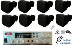 8 Hoparlörlü Mağaza Ses Sistemi Bluetooth Usb Aux
