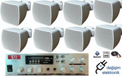 8 Hoparlörlü Mağaza Ses Sistemi Bluetooth Usb Aux