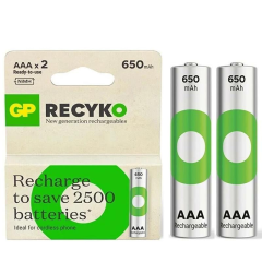 GP Recyko 650 Mah R03 AAA Şarjlı 2'li İnce Kalem