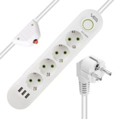 4'lü 3 Usb'li 1.5 Metre Akım Korumalı Priz Vea Va-21560