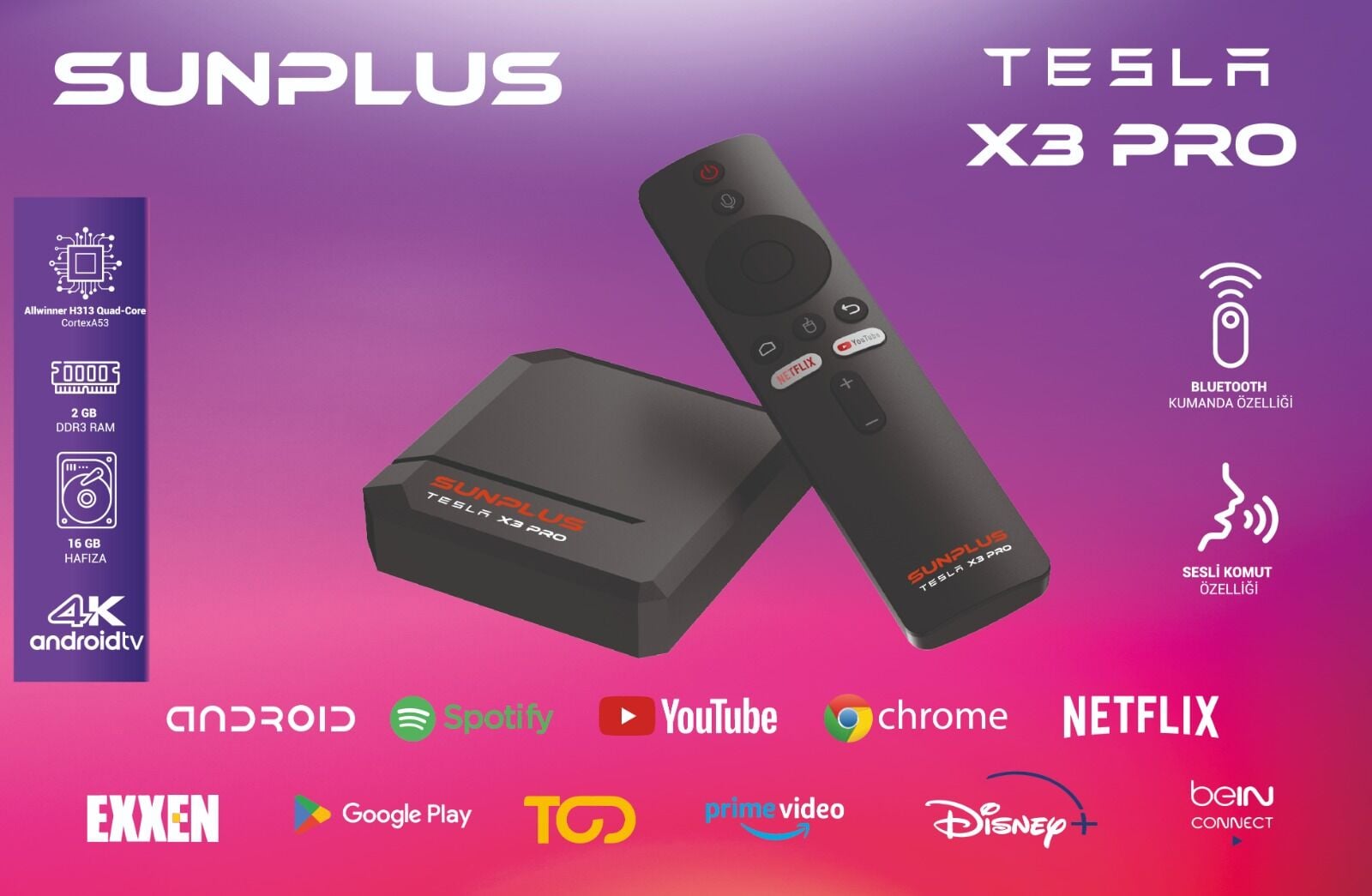Tesla X3 Pro Android Box 2 Gb 16 Gb Ses Komutlu