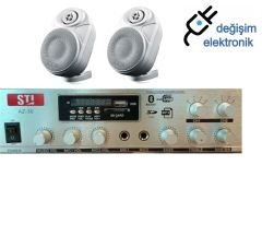 Mağaza Müzik Sistemi Seti Bluetooth Usb Aux+2 Adet Sütün Hoparlör