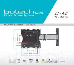 Ba-2742 72cm-106cm Ekran  (27-42'') Led Tv Haraketli Askı Aparatı