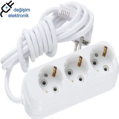 Üçlü Topraklı 3 Metre Grup Priz
